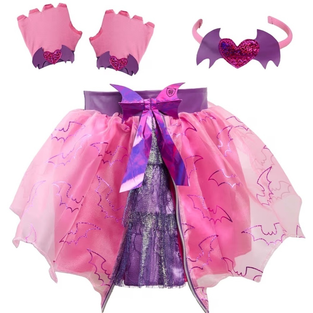 Monster High Draculaura Pink Costume Set NEW Fashion Tutu Gloves Headband